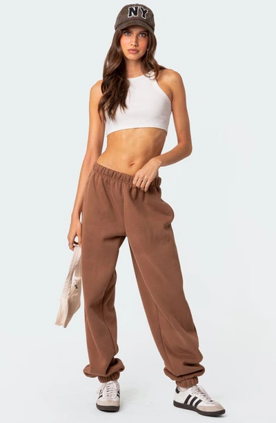 Edikted Clark Oversize Cotton Blend Sweatpants In Brown