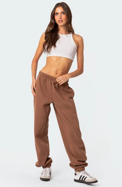 Shop Edikted Clark Oversize Cotton Blend Sweatpants In Brown