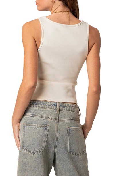 Edikted Isabetta Tie Front Knit Tank Top In White