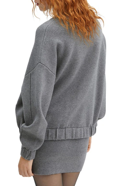 Shop Mango Seam Detail Knit Bomber Jacket In Dark Heather Grey