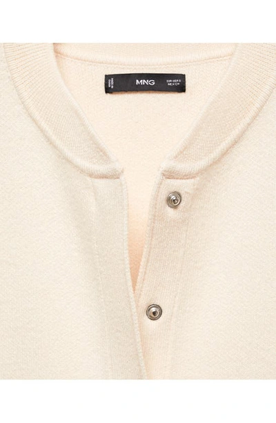 Shop Mango Seam Detail Knit Bomber Jacket In Ecru
