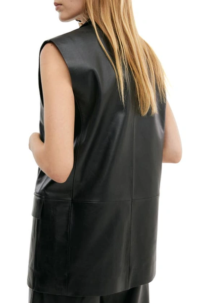 Shop Mango Leather Blazer Vest In Black