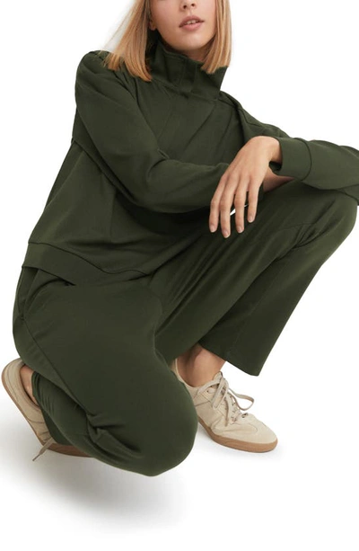 Mango Half Zip Sweatshirt In Khaki