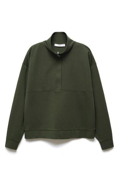 Mango Half Zip Sweatshirt In Khaki