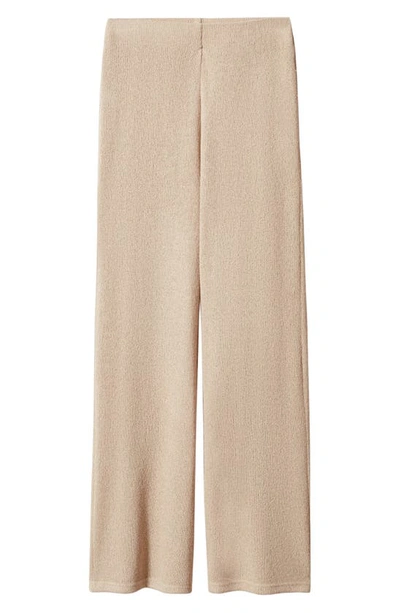 Shop Mango Knit Flare Pants In Sand
