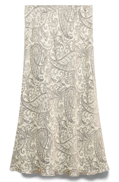 Shop Mango Paisley Print High Waist Maxi Skirt In Ivory