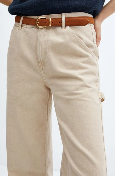 Shop Mango Straight Leg Carpenter Jeans In Sand