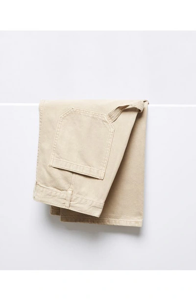 Shop Mango Straight Leg Carpenter Jeans In Sand