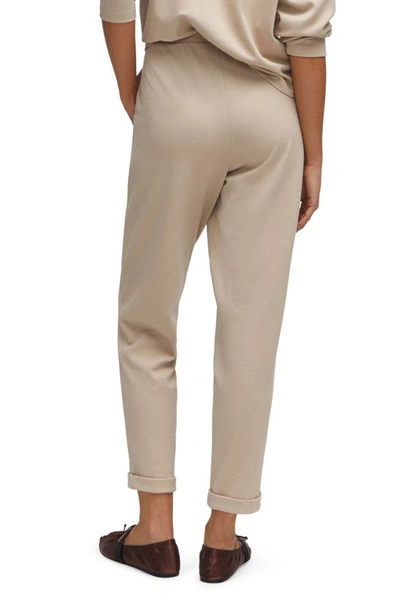 Shop Mango Seam Detail Cuff Lounge Pants In Beige