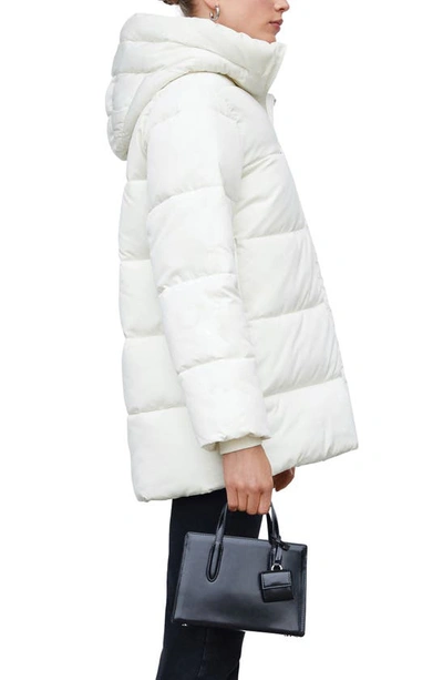 Shop Mango Hooded Water Repellent Puffer Coat In Off White