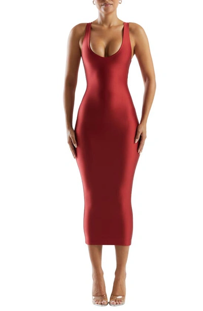 Shop Naked Wardrobe The Sleek & Sleeveless Dress In Red