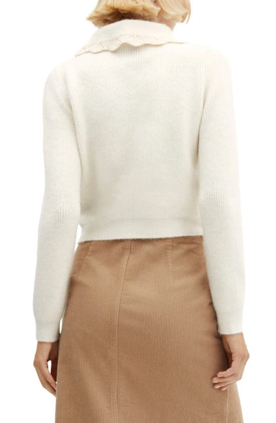 Mango Openwork Rib Sweater In Ecru
