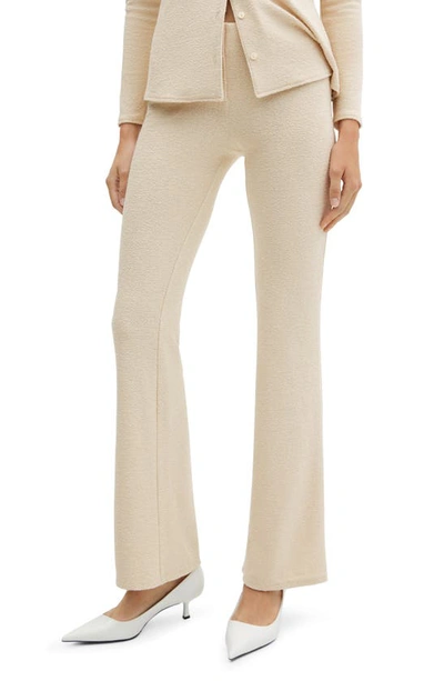 Shop Mango Knit Flare Pants In Off White