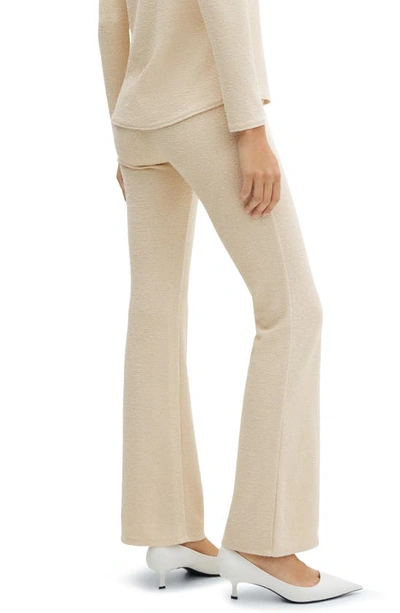 Shop Mango Knit Flare Pants In Off White