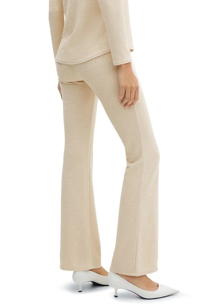 Mango Knit Flare Pants In Off White
