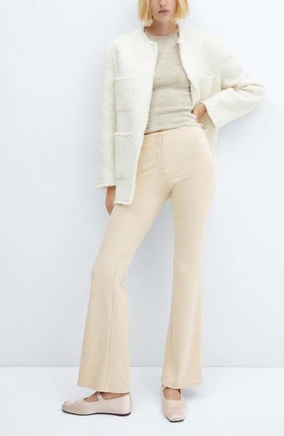 Shop Mango Knit Flare Pants In Off White