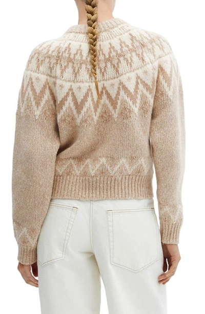 Shop Mango Fair Isle Crewneck Sweater In Medium Brown
