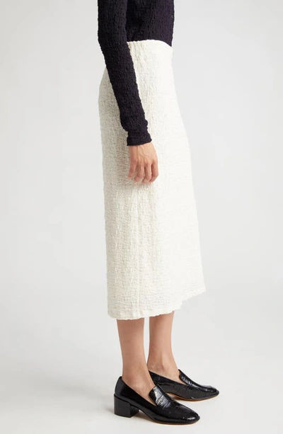 Shop Vince Smocked Cotton Blend Midi Skirt In Gesso