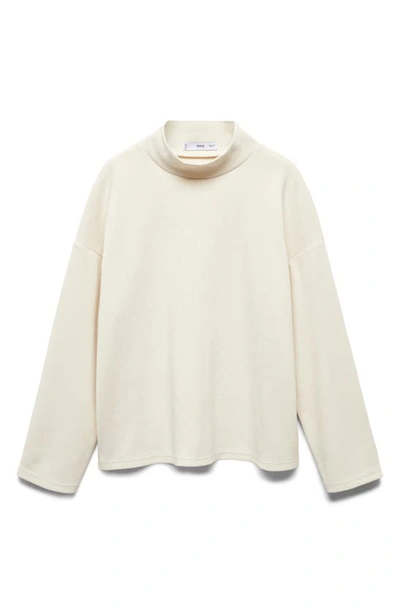 Mango Sweat-shirt Col Montant In Ecru