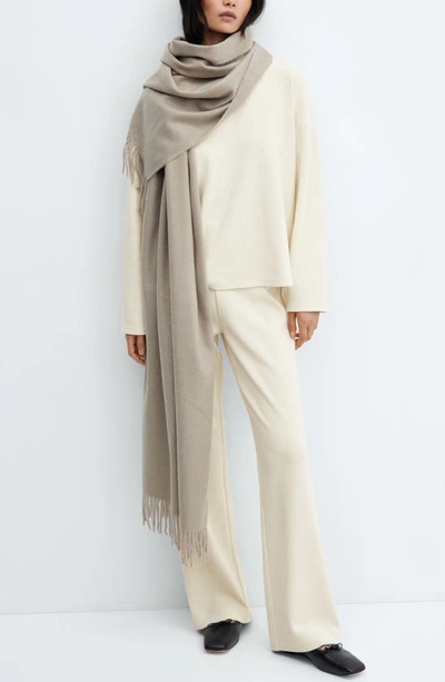 Mango Sweat-shirt Col Montant In Ecru