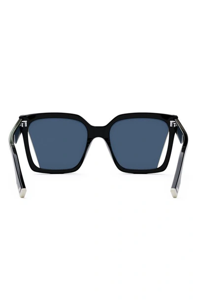 Shop Fendi The  Way 55mm Geometric Sunglasses In Shiny Black / Blue