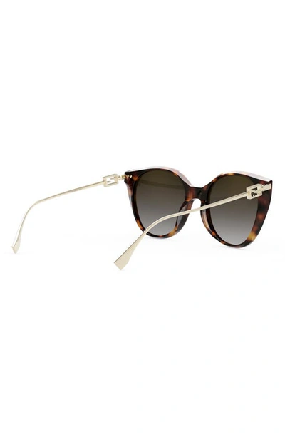 Shop Fendi The  Baguette 54mm Round Sunglasses In Colored Havana / Brown Polar