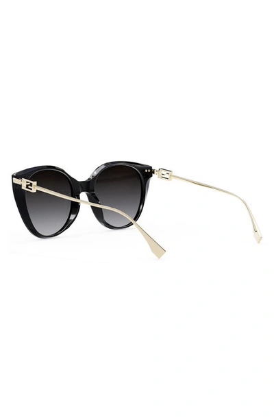 Shop Fendi The  Baguette 54mm Round Sunglasses In Shiny Black / Smoke Polarized