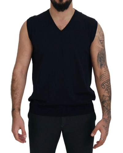 Shop Paolo Pecora Milano Cotton V-neck Sleeveless Tank Men's T-shirt In Black