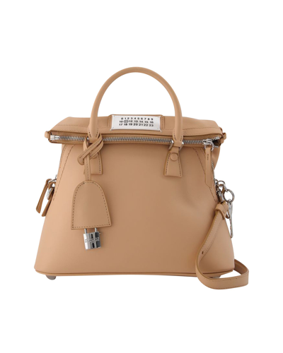 Shop Maison Margiela 5ac Mini Bag In Beige Leather