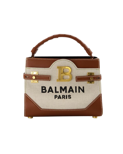 Shop Balmain Bbuzz 22 Hobo Bag -  - Stone/brown - Canva