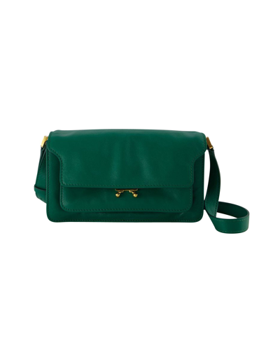 Shop Marni Hobo Trunk Bag -  - Leather - Black In Green
