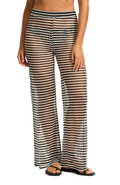 Shop Seafolly Mesh Effect Cover-up Pants In Black