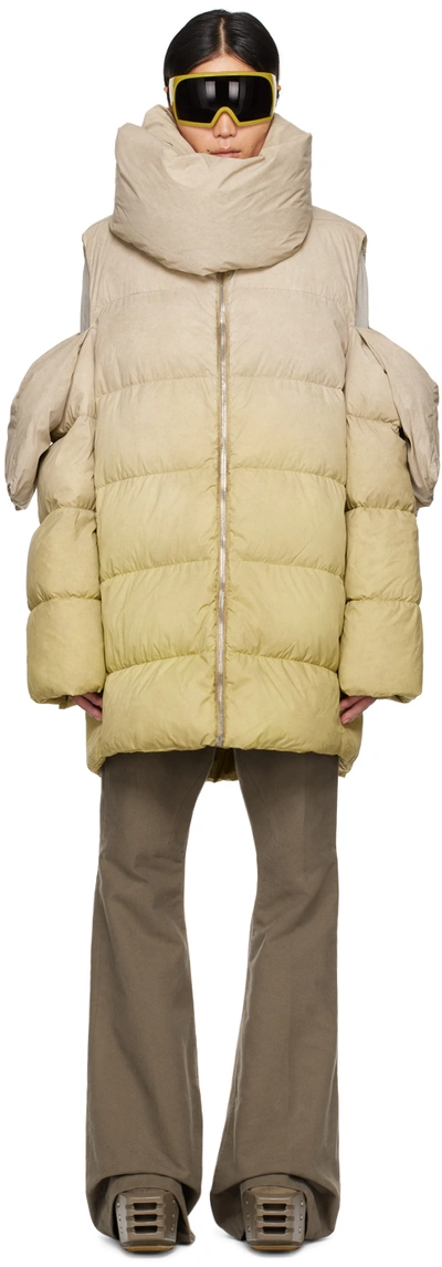 Shop Rick Owens Moncler +  Taupe & Green Down Coat In 28d Acid Degrade