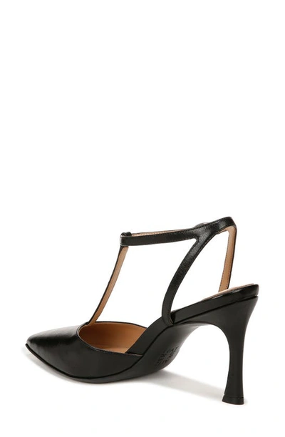 Naturalizer Astrid T-strap Pointed Toe Pump In Black Leather
