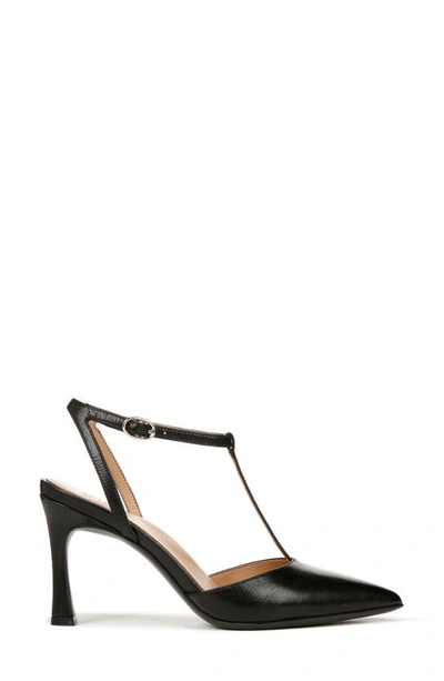 Naturalizer Astrid T-strap Pointed Toe Pump In Black Leather