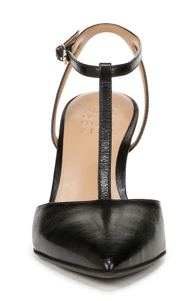 Naturalizer Astrid T-strap Pointed Toe Pump In Black Leather