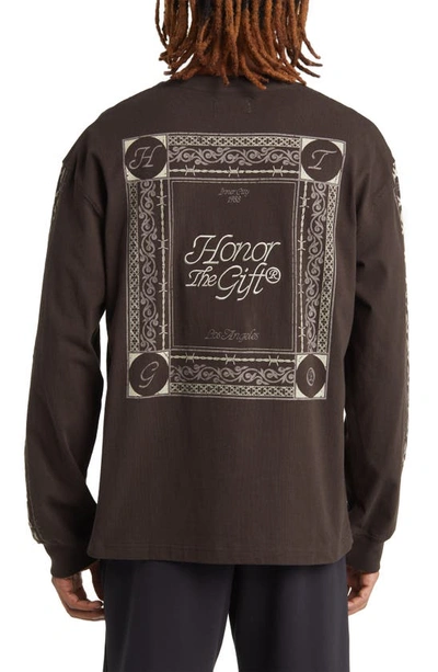 Shop Honor The Gift Logo Pattern Long Sleeve Cotton Graphic T-shirt In Black