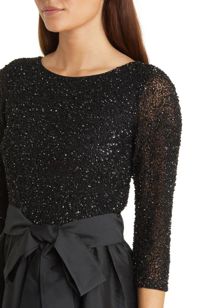 Pisarro Nights Beaded Bodice & Taffeta High-low Gown In Black