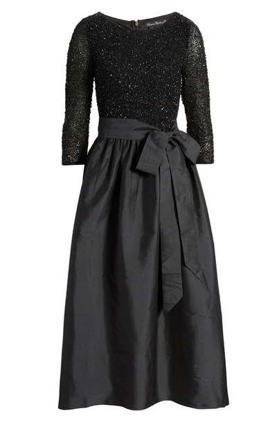 Pisarro Nights Beaded Bodice & Taffeta High-low Gown In Black