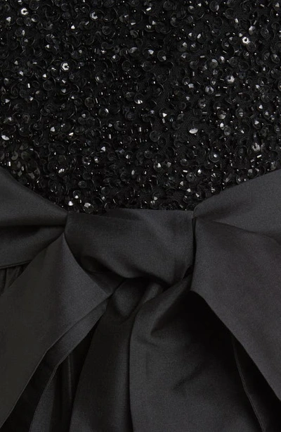 Pisarro Nights Beaded Bodice & Taffeta High-low Gown In Black