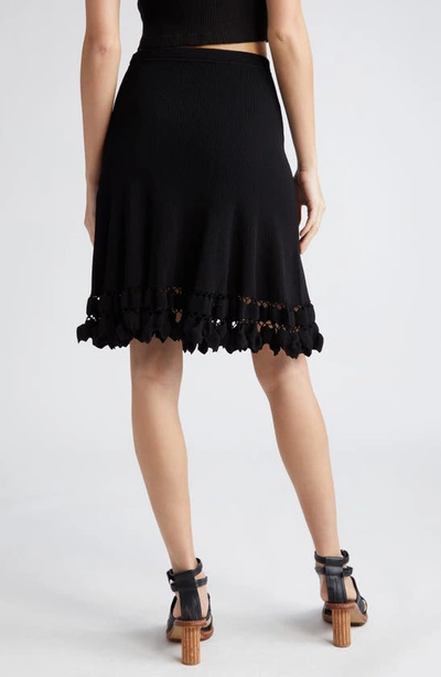 Shop Ulla Johnson Danica Cutwork Hem Rib Skirt In Noir