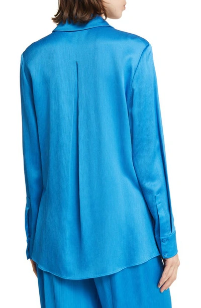 Shop Kobi Halperin Crinkle Texture Button-up Shirt In Ocean