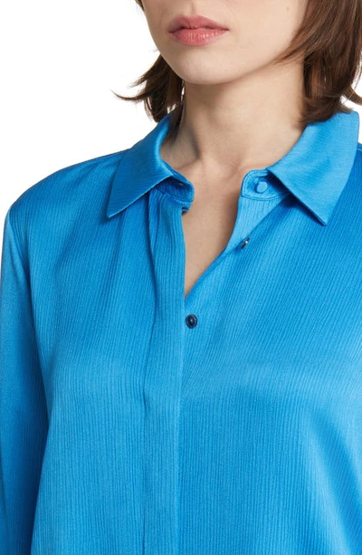 Shop Kobi Halperin Crinkle Texture Button-up Shirt In Ocean