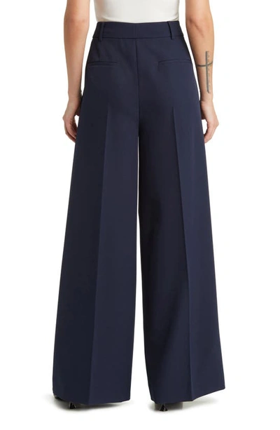 Kobi Halperin Side Stripe Stretch Twill Wide Leg Pants In Navy