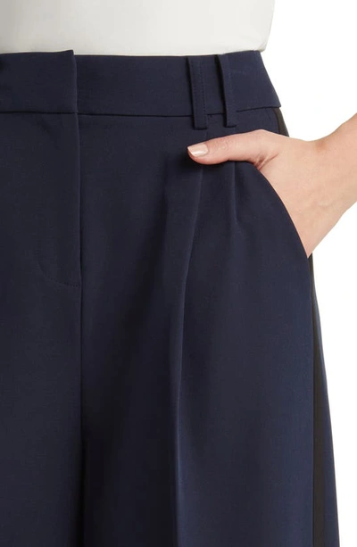 Shop Kobi Halperin Side Stripe Stretch Twill Wide Leg Pants In Navy