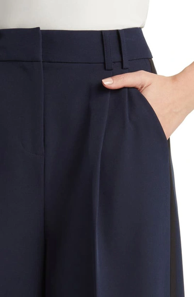 Kobi Halperin Side Stripe Stretch Twill Wide Leg Pants In Navy