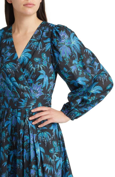Shop Kobi Halperin Tropical Print Long Sleeve Fit & Flare Dress In Ocean Multi