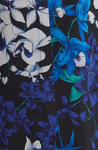 Shop Kobi Halperin Floral Longline Blouse In Iris Blue Multi