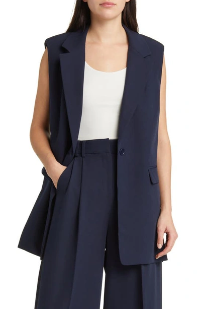 Shop Kobi Halperin Stretch Twill Longline Vest In Navy