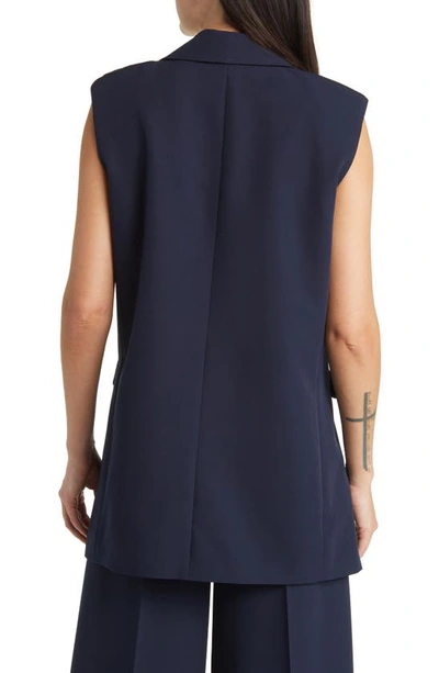 Shop Kobi Halperin Stretch Twill Longline Vest In Navy